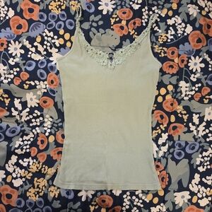 The Limited Lace Trim Camisole in Light Green